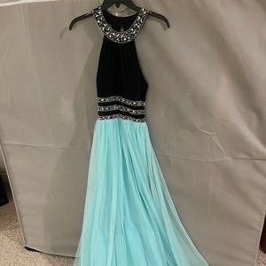 Teal & Black Prom Dress